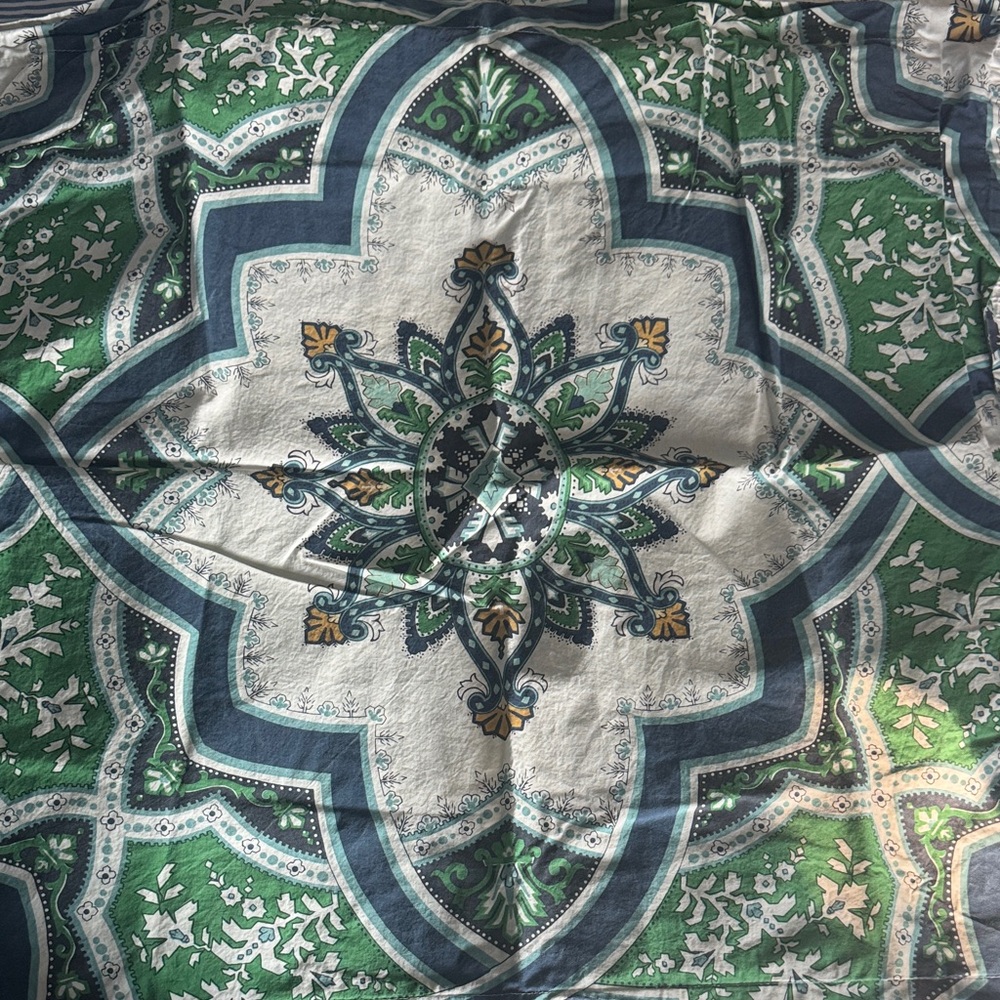 Pottery Barn Green and Blue Duvet & Shams